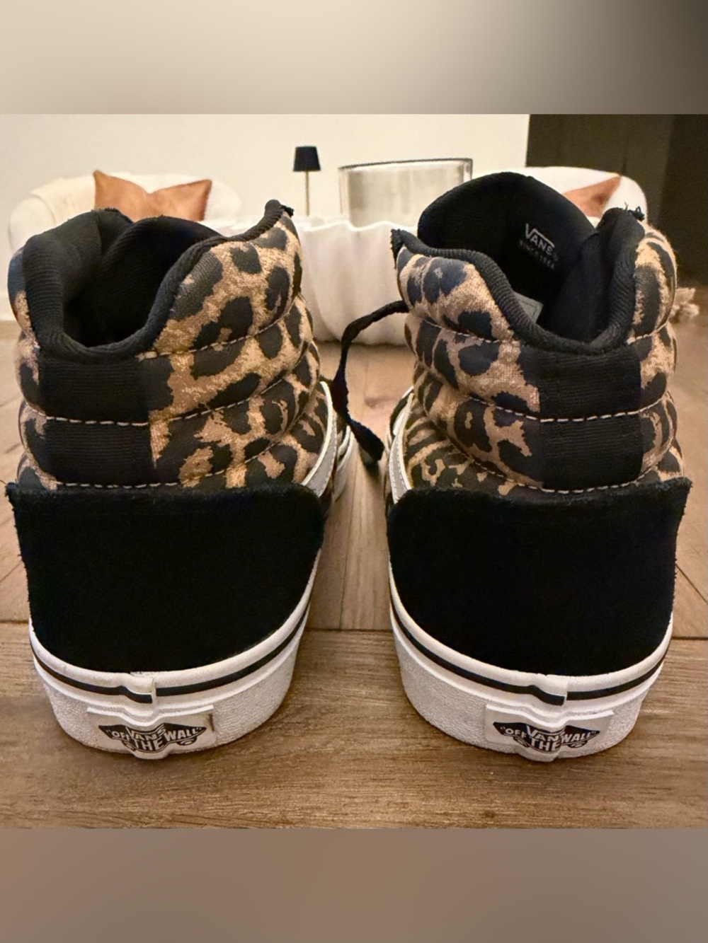 Vans Sk8-Hi Leopard Print Black White Women’s Size 9 High Top Sneakers - Picture 8 of 9